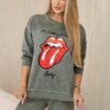 Kesi Włoski Cotton set wiped with print sweatshirt + pants khaki