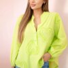 Kesi Włoski Cotton shirt blouse with hearts Pistachio