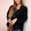 Kesi Włoski Cotton shirt blouse with hearts black