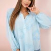 Kesi Włoski Cotton shirt blouse with hearts blue