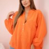 Kesi Włoski Cotton shirt blouse with hearts orange