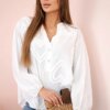 Kesi Włoski Cotton shirt blouse with hearts white