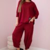 Kesi Włoski Cotton sweatshirt pants set burgundy