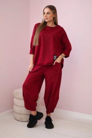 Kesi Włoski Cotton sweatshirt pants set burgundy