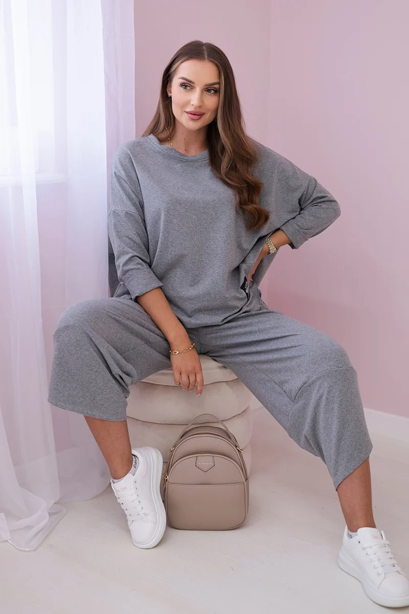 Kesi Włoski Cotton sweatshirt pants set grey melange