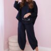 Kesi Włoski Cotton sweatshirt pants set navy blue