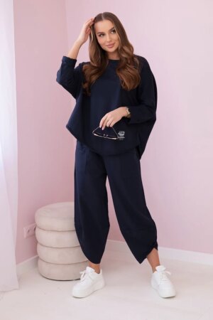 Kesi Włoski Cotton sweatshirt pants set navy blue