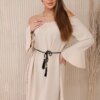 Kesi Włoski Dress tied at the waist with a drawstring beige
