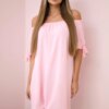 Kesi Włoski Dress tied on the sleeves light powder pink