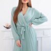 Kesi Włoski Dress tied with a pleated hem dark mint