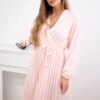 Kesi Włoski Dress tied with a pleated hem dark powder pink