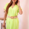 Kesi Włoski Dress with a decorative belt Green Neon