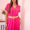 Kesi Włoski Dress with a decorative belt pink