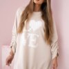 Kesi Włoski Dress with a longer back and print beige