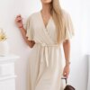Kesi Włoski Dress with a plunging neckline beige