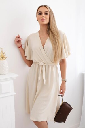 Kesi Włoski Dress with a plunging neckline beige