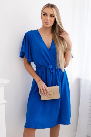 Kesi Włoski Dress with a plunging neckline cornflower blue