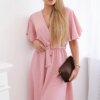 Kesi Włoski Dress with a plunging neckline dark powder pink
