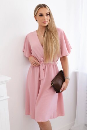 Kesi Włoski Dress with a plunging neckline dark powder pink