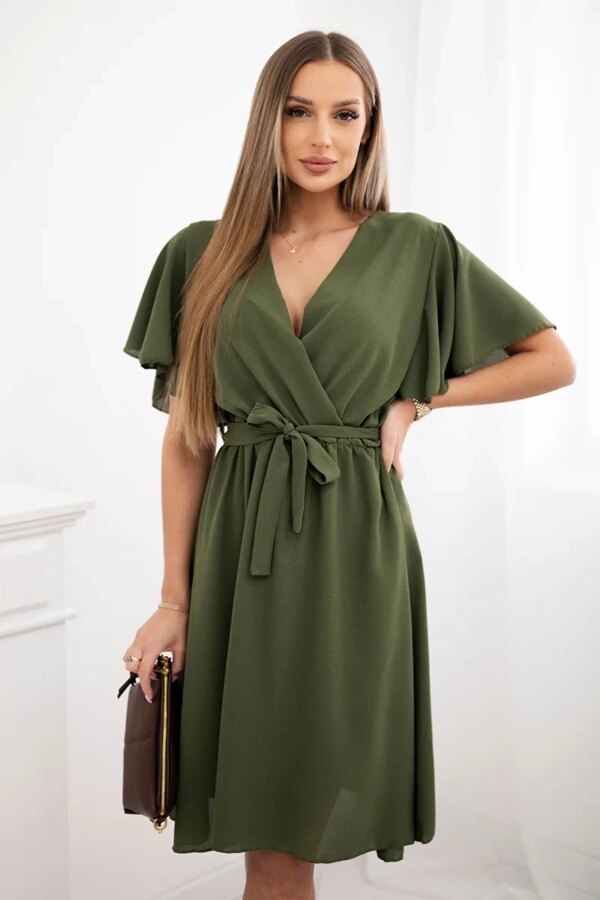 Kesi Włoski Dress with a plunging neckline khaki