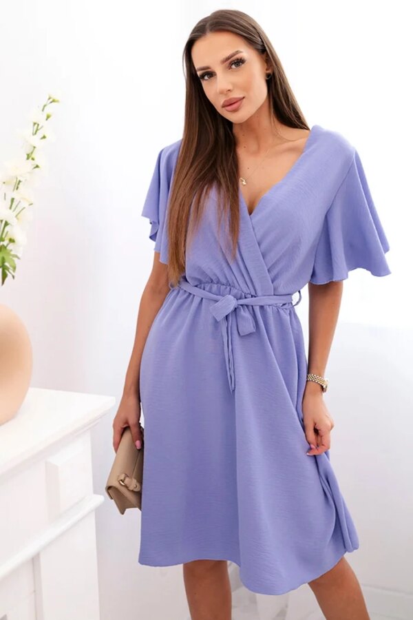 Kesi Włoski Dress with a plunging neckline light purple