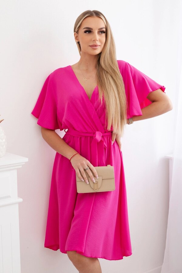 Kesi Włoski Dress with a plunging neckline pink