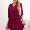 Kesi Włoski Dress with button closure and tie at the waist burgundy