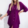Kesi Włoski Dress with button closure and tie at the waist dark purple
