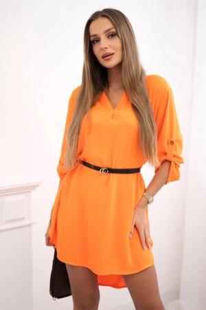 Kesi Włoski Dress with longer back and belt orange