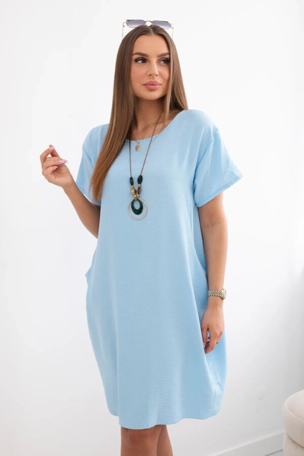 Kesi Włoski Dress with pockets and pendant blue
