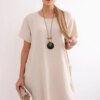 Kesi Włoski Dress with pockets and pendant dark beige
