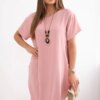 Kesi Włoski Dress with pockets and pendant dark powder pink