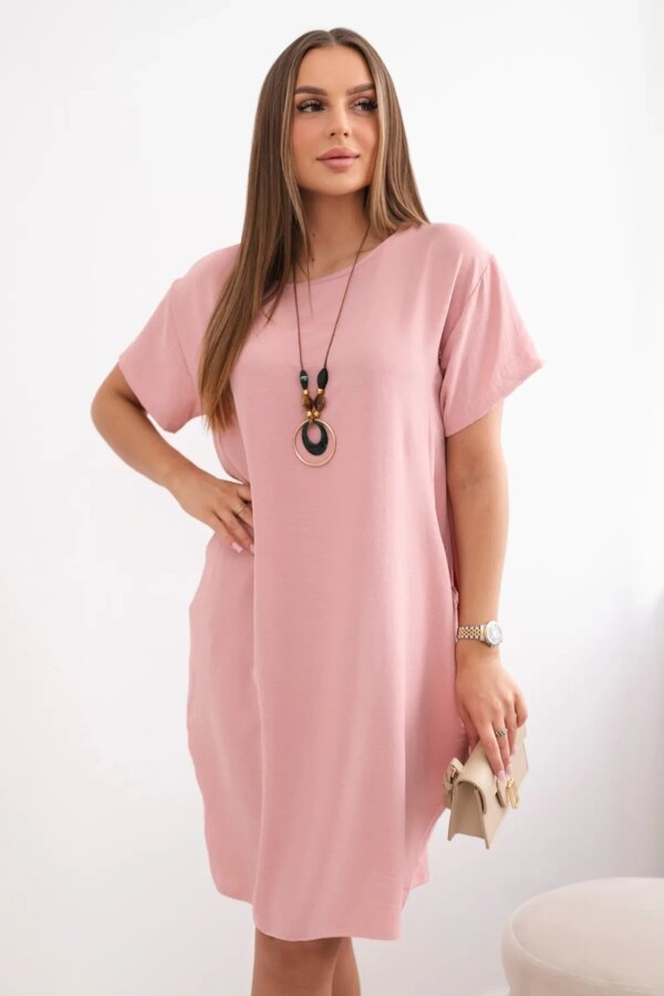 Kesi Włoski Dress with pockets and pendant dark powder pink
