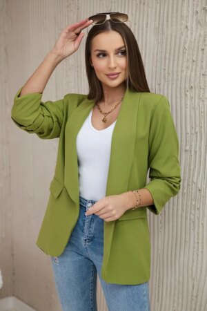 Kesi Włoski Elegant jacket with lapels gray olive