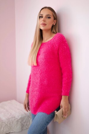 Kesi Włoski Fluffy sweater pink neon