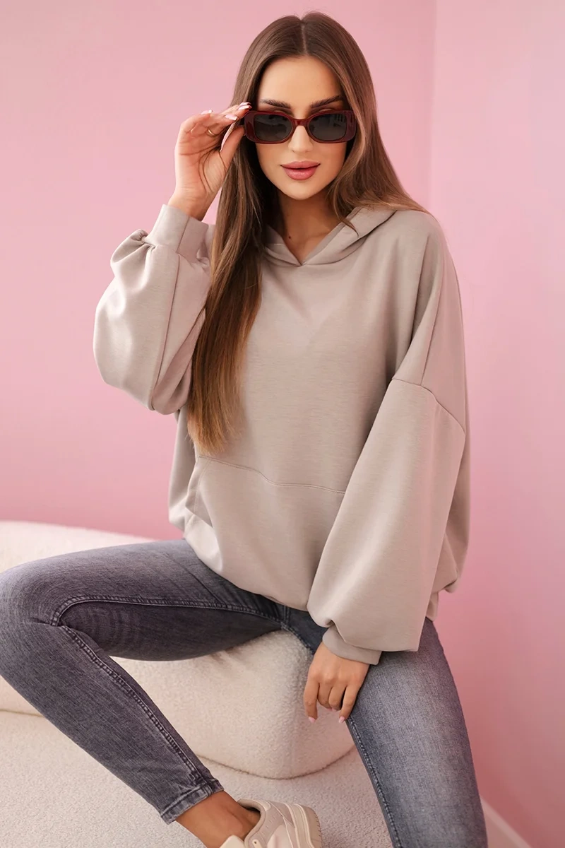 Kesi Włoski Hoodie made of Butter fabric dark beige