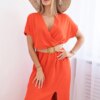 Kesi Włoski Long dress with a decorative belt dark pink