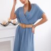 Kesi Włoski Long dress with a decorative belt denim
