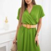 Kesi Włoski Long dress with a decorative belt olive