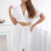 Kesi Włoski Long dress with a decorative belt white