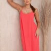Kesi Włoski Long dress with straps pink neon