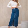 Kesi Włoski Long skirt with buttons light denim