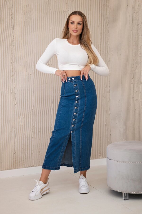 Kesi Włoski Long skirt with buttons light denim