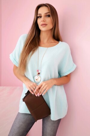 Kesi Włoski Muslin blouse with a necklace mint