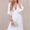 Kesi Włoski Muslin dress with embroidery at the waist white