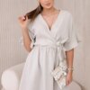 Kesi Włoski Muslin dress with waist dark beige