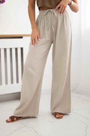 Kesi Włoski Muslin pants with a wide leg beige