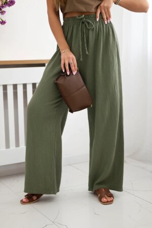 Kesi Włoski Muslin pants with a wide leg khaki