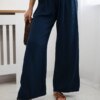 Kesi Włoski Muslin pants with a wide leg navy blue