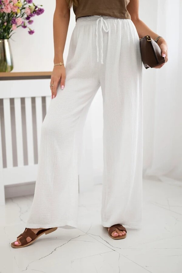 Kesi Włoski Muslin pants with a wide leg white